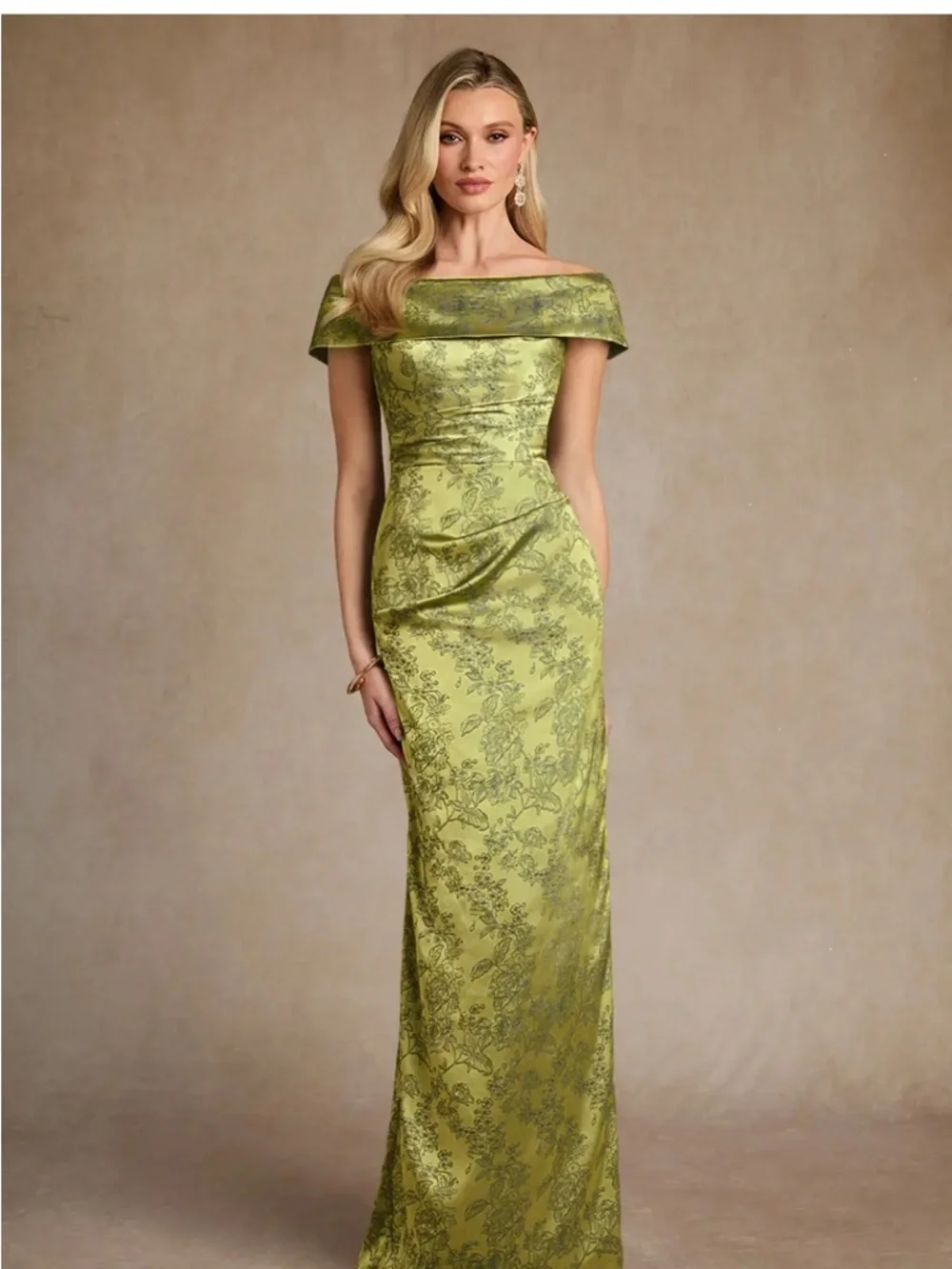 Azazie Kenosha - Olive Green Strapless Jacquard Evening Gown - Picture 1 of 9
